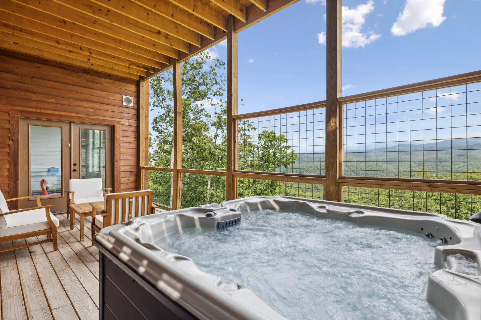Hot Tub at Oakley Lodge by Great Smoky Mountains Cabin Rentals | Smoky Mountain Rentals | Gatlinburg Cabin Rentals | Pigeon Forge Cabin Rentals